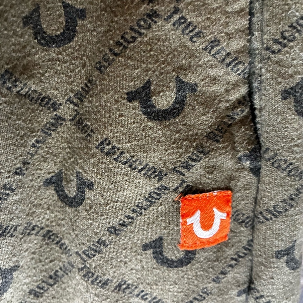 True Religion Youth Large Monogram Joggers Olive Y2K Streetwear - Picture 3 of 5